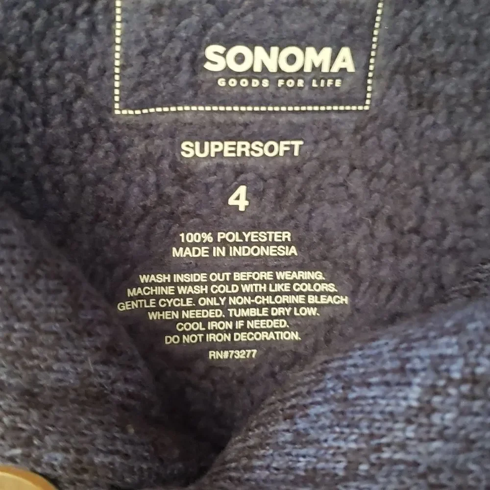 NWOT Supersoft Sonoma Little Boys Collared Sweatshirt with Button Accent Sz 4